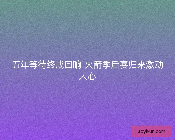 五年等待终成回响 火箭季后赛归来激动人心