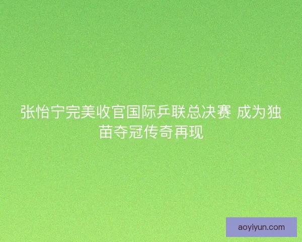 张怡宁完美收官国际乒联总决赛 成为独苗夺冠传奇再现