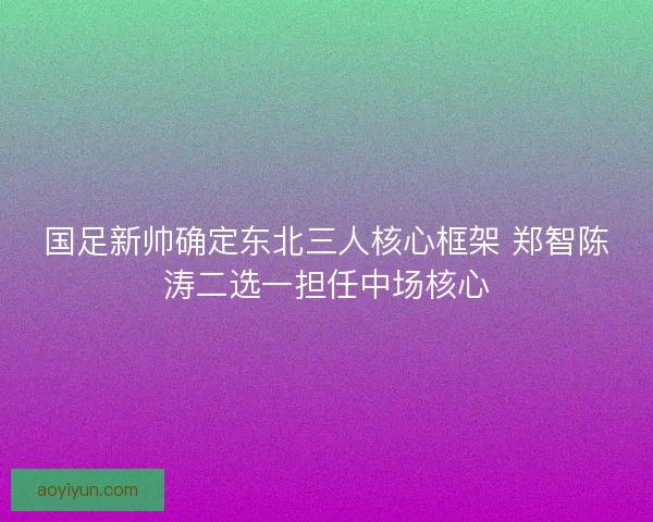 国足新帅确定东北三人核心框架 郑智陈涛二选一担任中场核心